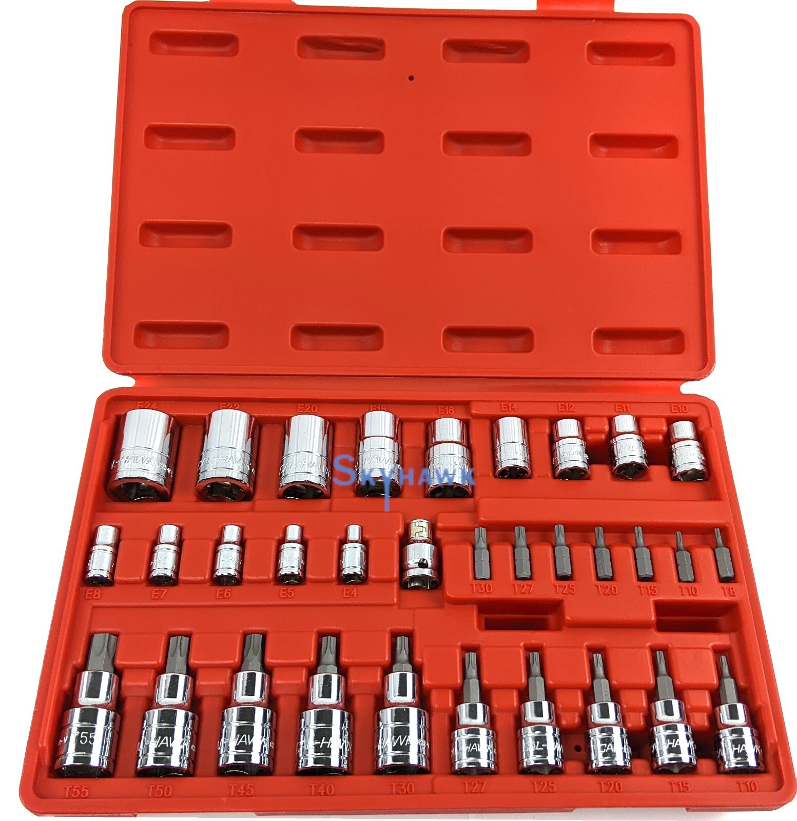 32pc 1/4″, 3/8″ & 1/2″ DR E-TORX STAR SOCKET SET & BIT MALE FEMALE E & T SOCKET