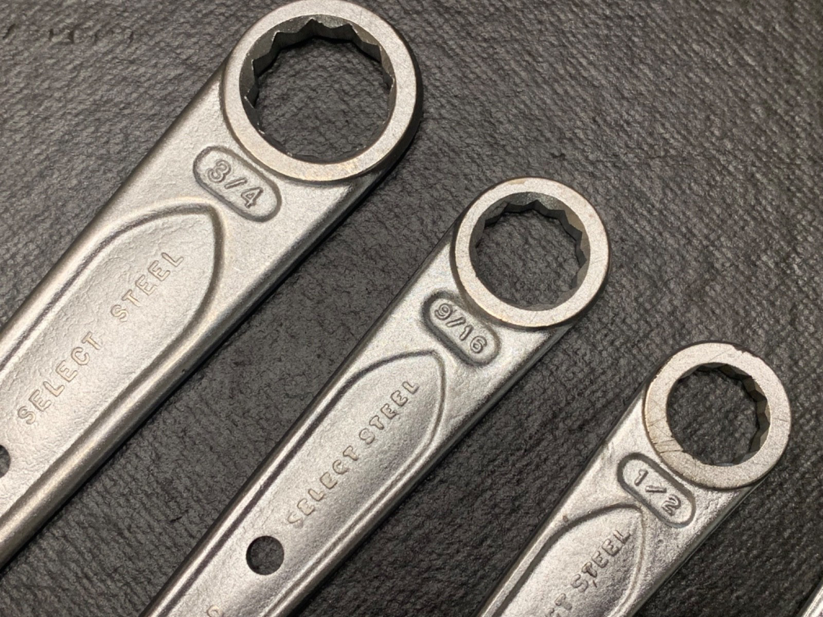 Lot 5 Vintage Indestro «Select Steel» SAE Open-Box End Wrenches Made in USA