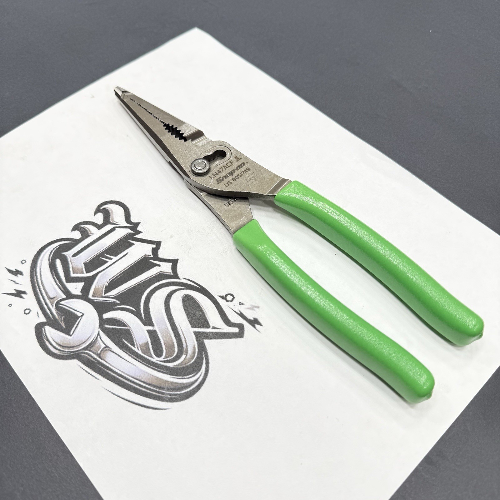 Snap-on Tools USA NEW GREEN 9″ Talon Grip Long Nose Slip Joint Pliers LN47ACF