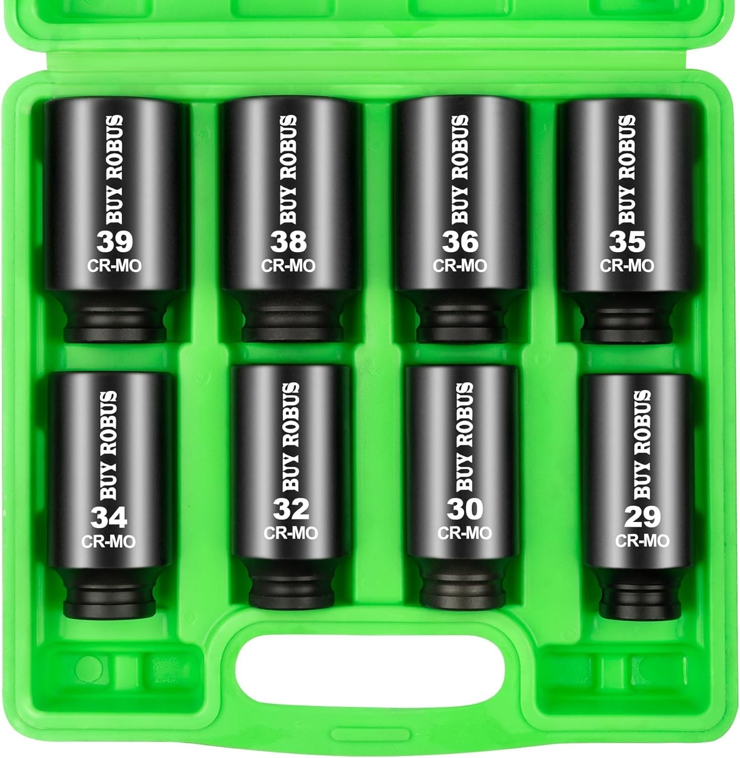 Axle Nut Impact Socket Set, 1/2″ Drive Deep 12 Point 8-Piece Metric 29mm, 30m…