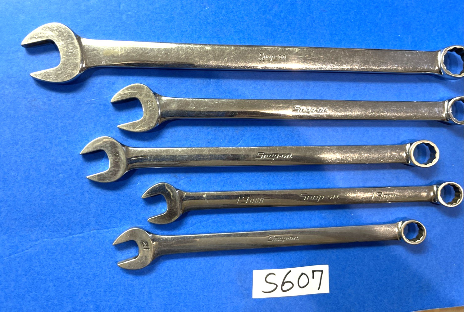 SNAP-ON TOOLS 5 PIECE METRIC EXTRA LONG COMBINATION WRENCHES 12mm 13, 14, 15, 18