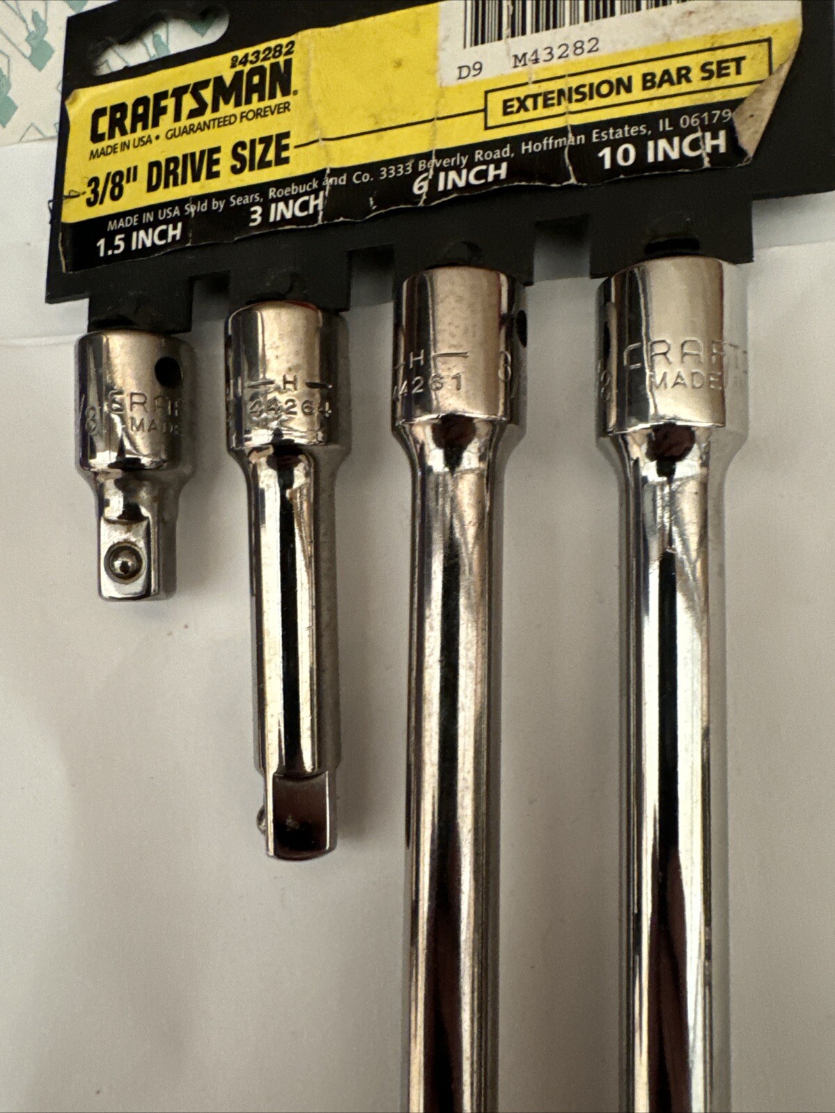 Sears Craftsman USA Nos 3/8” Extension Set 43282 1.5/3/6/10” H Series Vintage