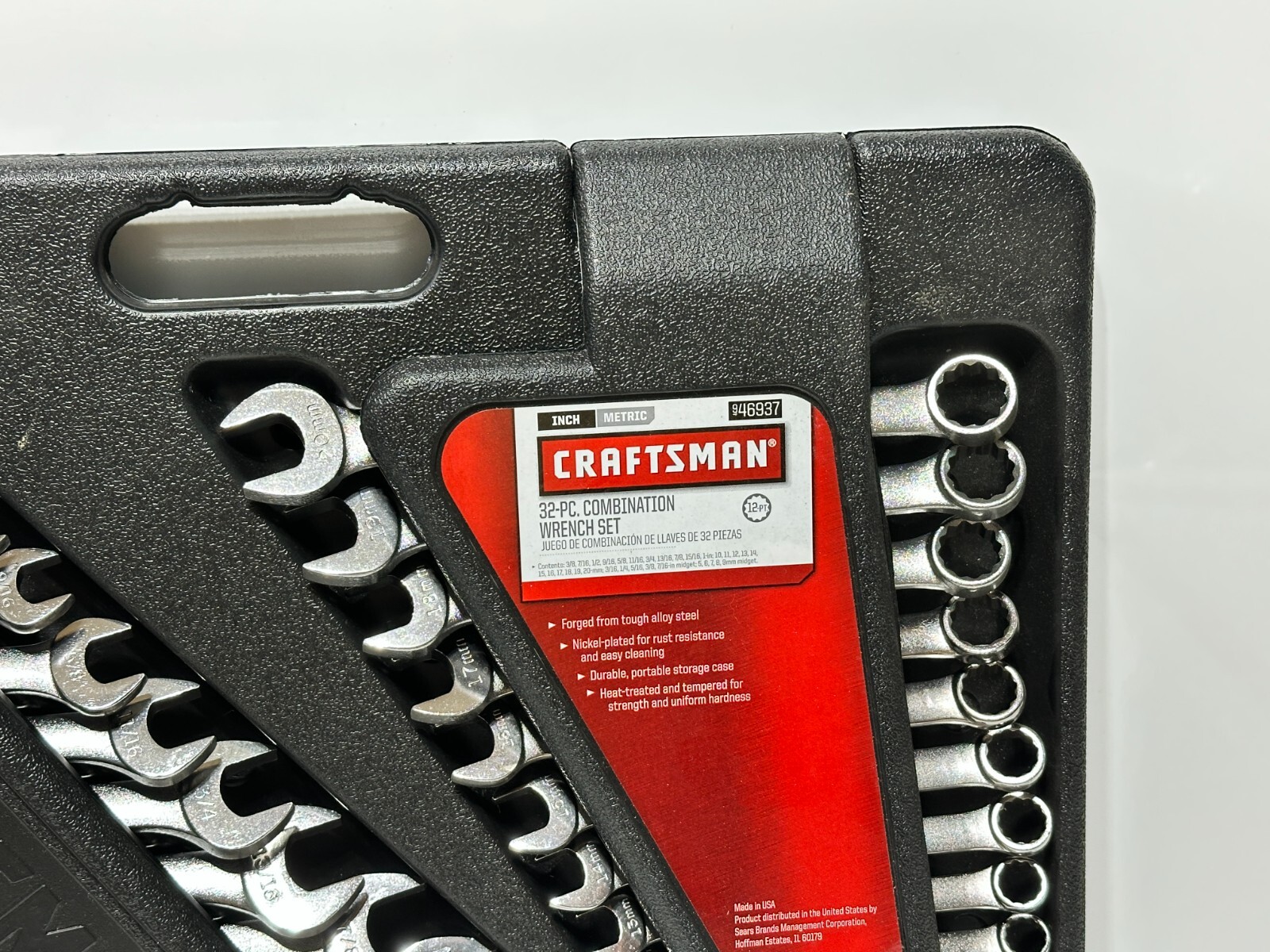 NOS Craftsman USA 46937 32pc Metric SAE Combination Wrench Set in Hard Case