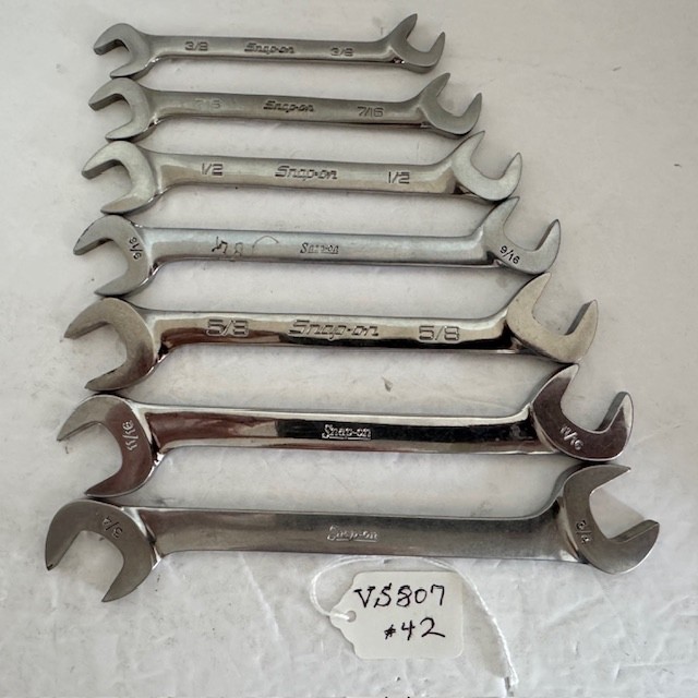 Snap On Tools VS807 7 Piece SAE 4 Way Angle Head Wrench Set #42
