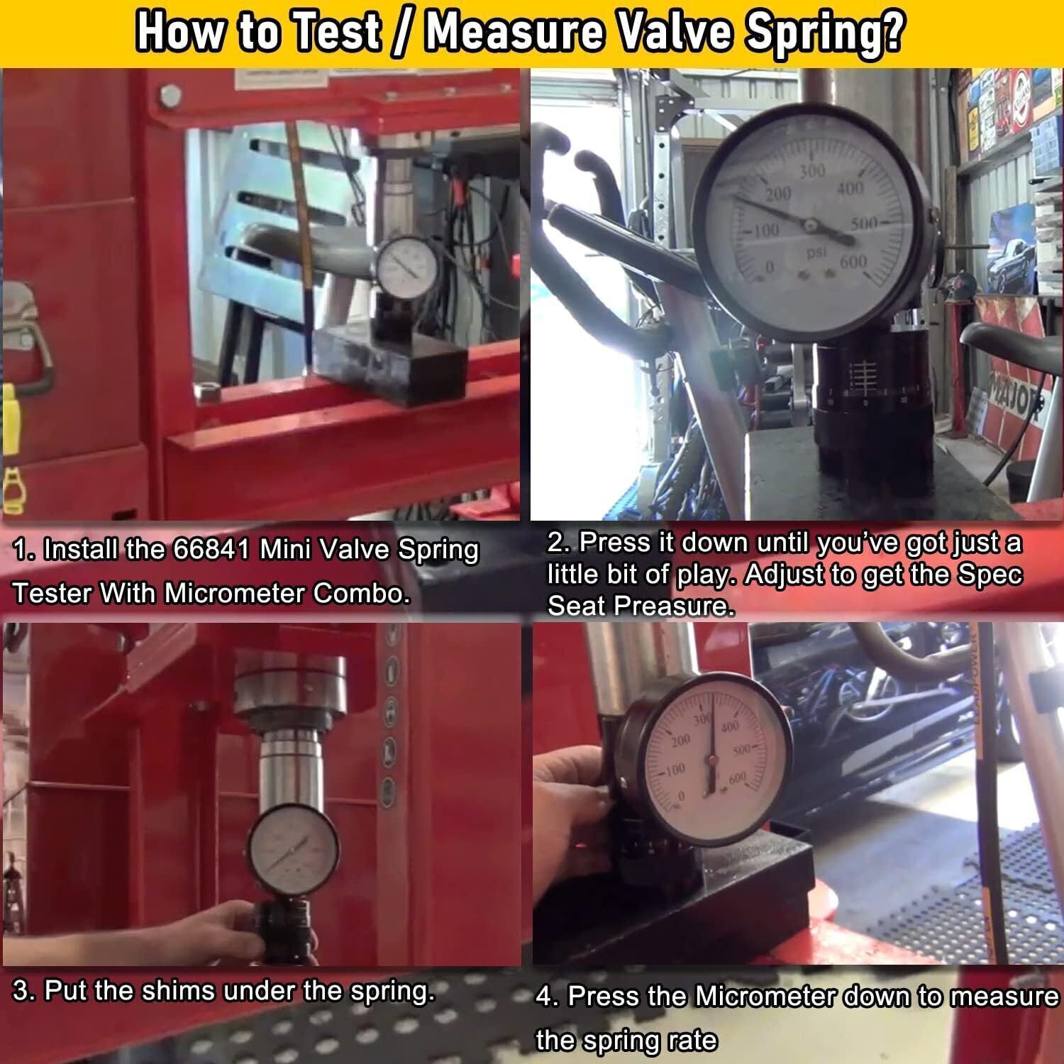 66841 Mini Valve Spring Tester and Measuring Combo Fits for Vise or Arbor Press