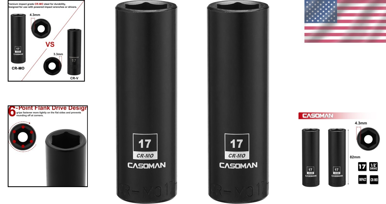 High Visibility 17mm Deep Impact Socket Set – 1/2-Inch Drive for Professionals