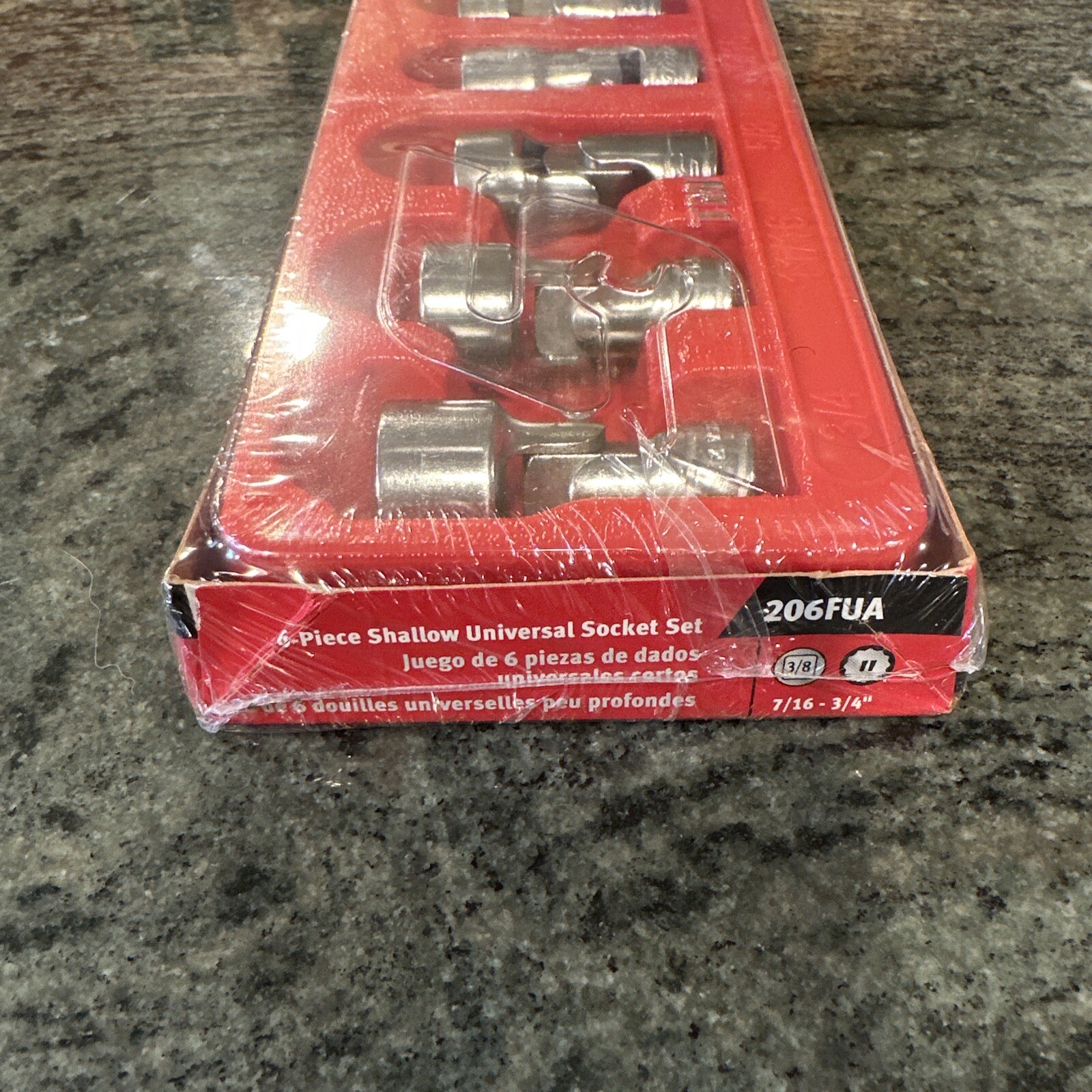 Snap-on 206fua 6 Pc Shallow Universal Socket Set 12 Point 6/16-3/4” sealed set