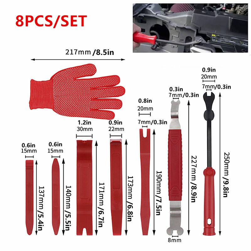 8× Car Trim Scratch Removal Tool Dash Panel Window Molding Fastener Remover Kit
