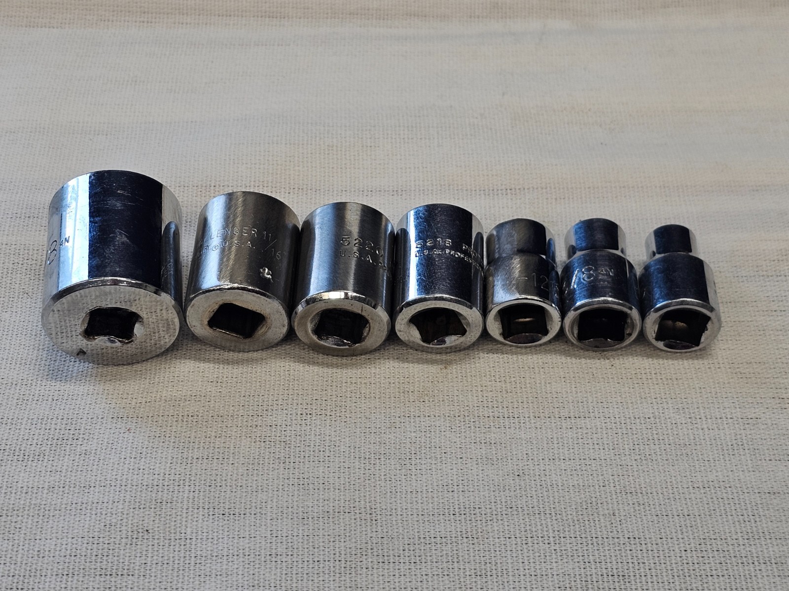 7 Proto Professional Sae Socket Set 3/8″ Drive 7/8 11/16 5/8 9/16 7/16 5/16″ USA