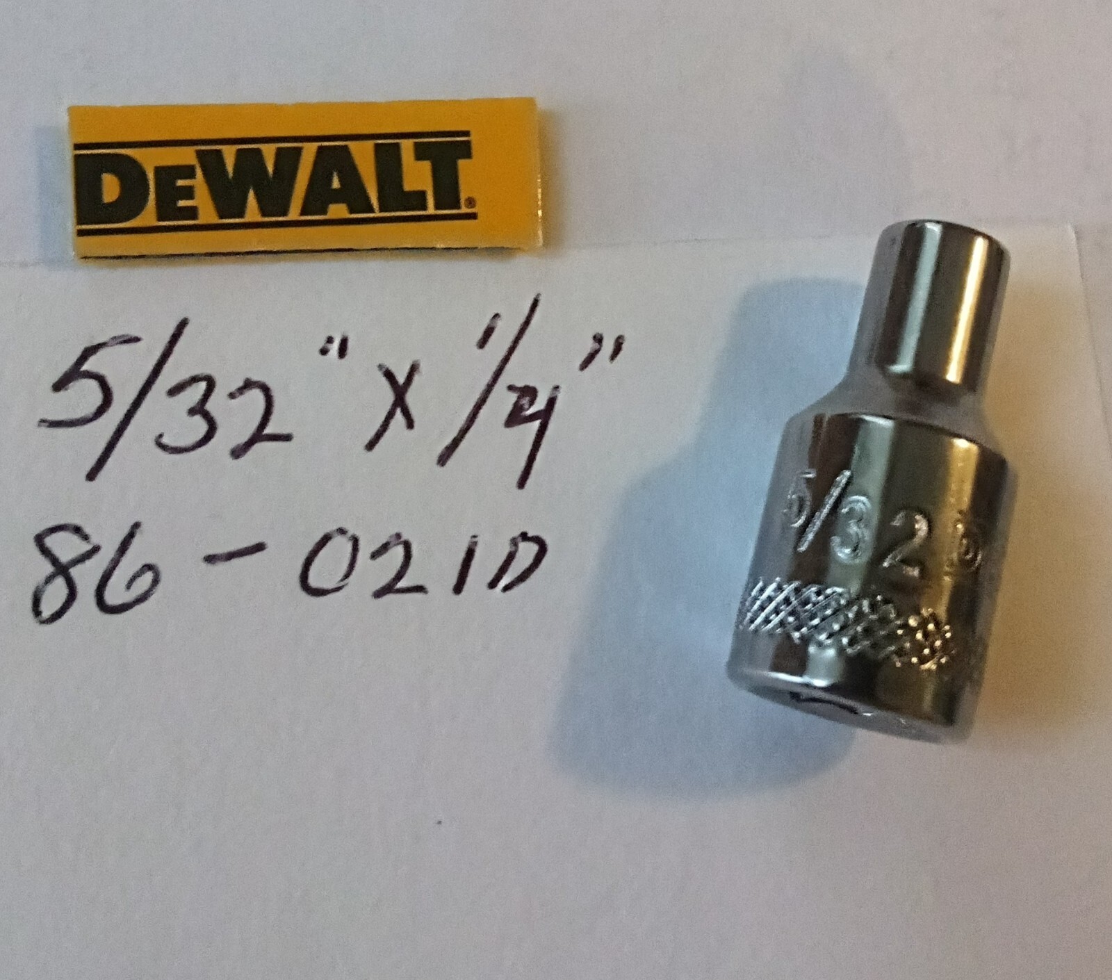 De Walt 5/32″ x 1/4″ Dr Shallow Polished Chrome Socket 86-021D 6Pt Free Ship