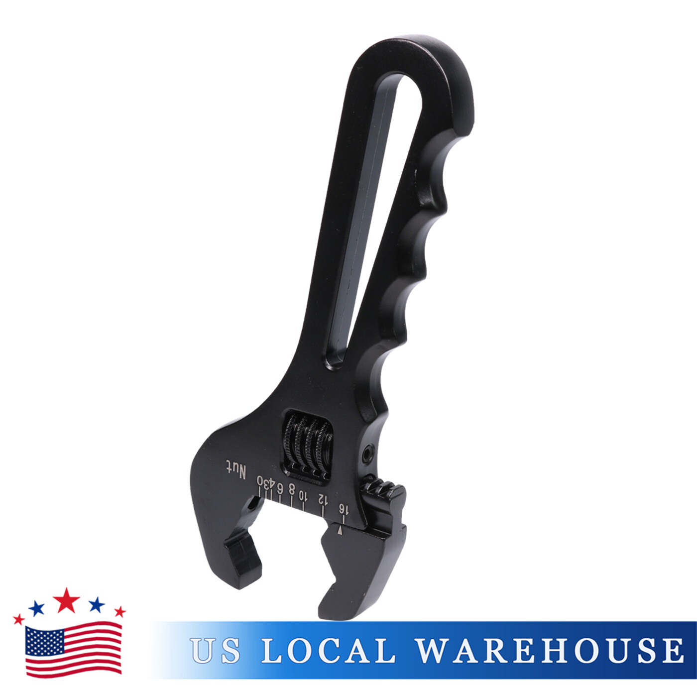 Black Adjustable Wrench Aluminum Tool Spanner Fit For Hose End Fitting 3AN-16AN