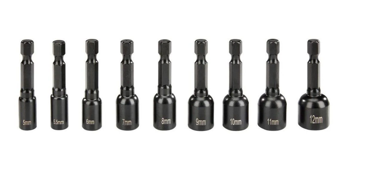 9pc Magnetic Nut Setter Set Metric – MM, Quick-Release Hex Shank, 5mm – 12mm