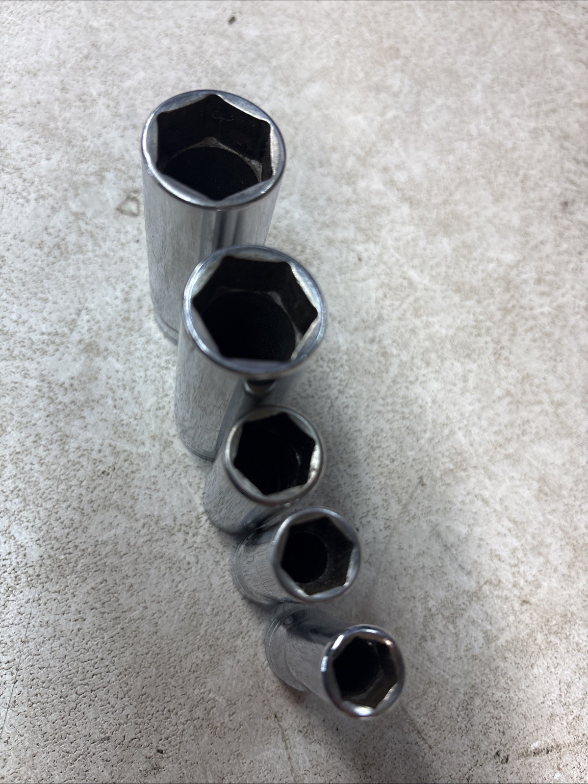 5 Snap on SFS241,221,161,141,121 3/8″ Drive 6 Point SAE Deep Chrome Sockets USA