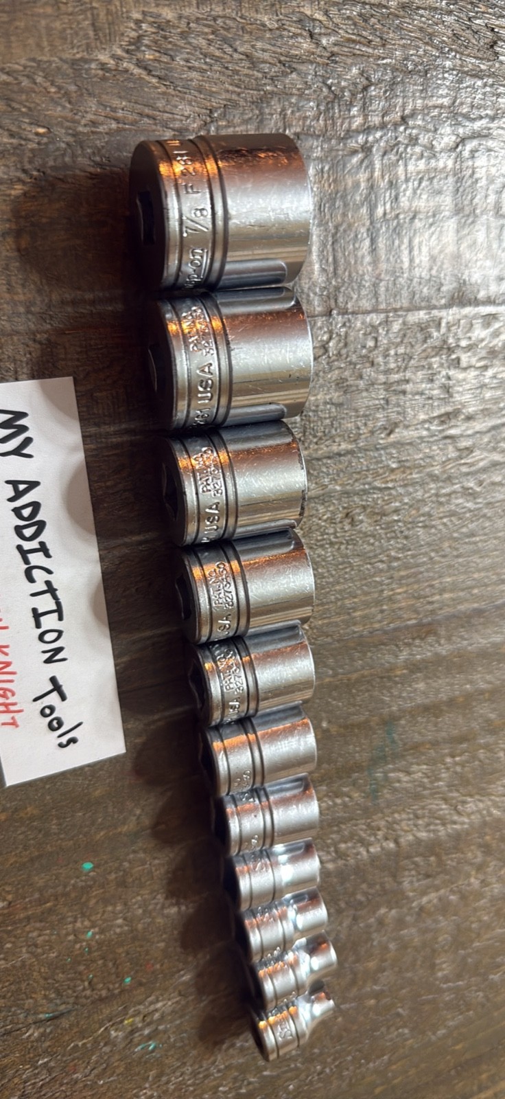 Snap on F series 3/8” drive shallow 12pt socket set no owner markings on sockets