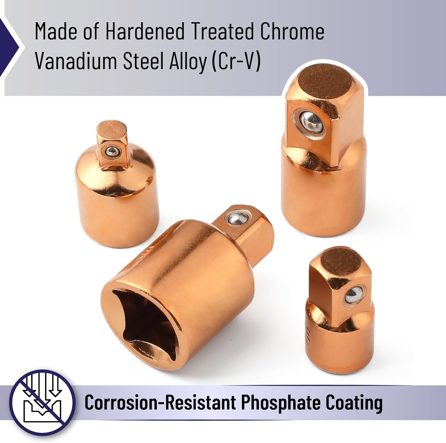 4-Piece Rose Gold Impact Socket Adapter Set – Chrome Molybdenum Steel