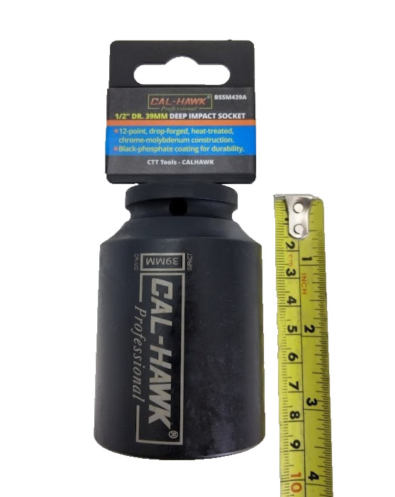 1/2″ DR. X 39MM DEEP IMPACT SOCKET 12 POINT Chromium-molybdenum CR-MO MATERIAL