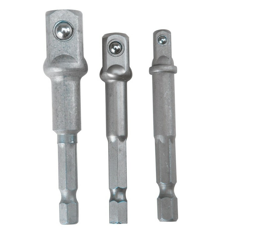 3 PIECE HEX SHANK DRIVER SET SOCKET DRILL IMPACT STEEL 1/4 3/8 1/2 QUICK RELEASE