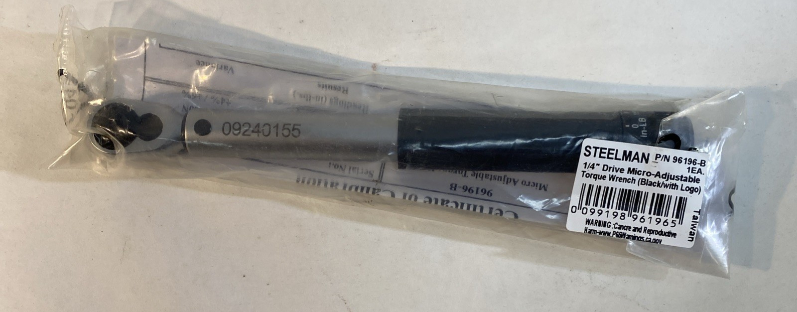 Steelman 1/4 in. Drive Adjustable Torque Wrench, 30 to 150 Inch Pounds 96196-B