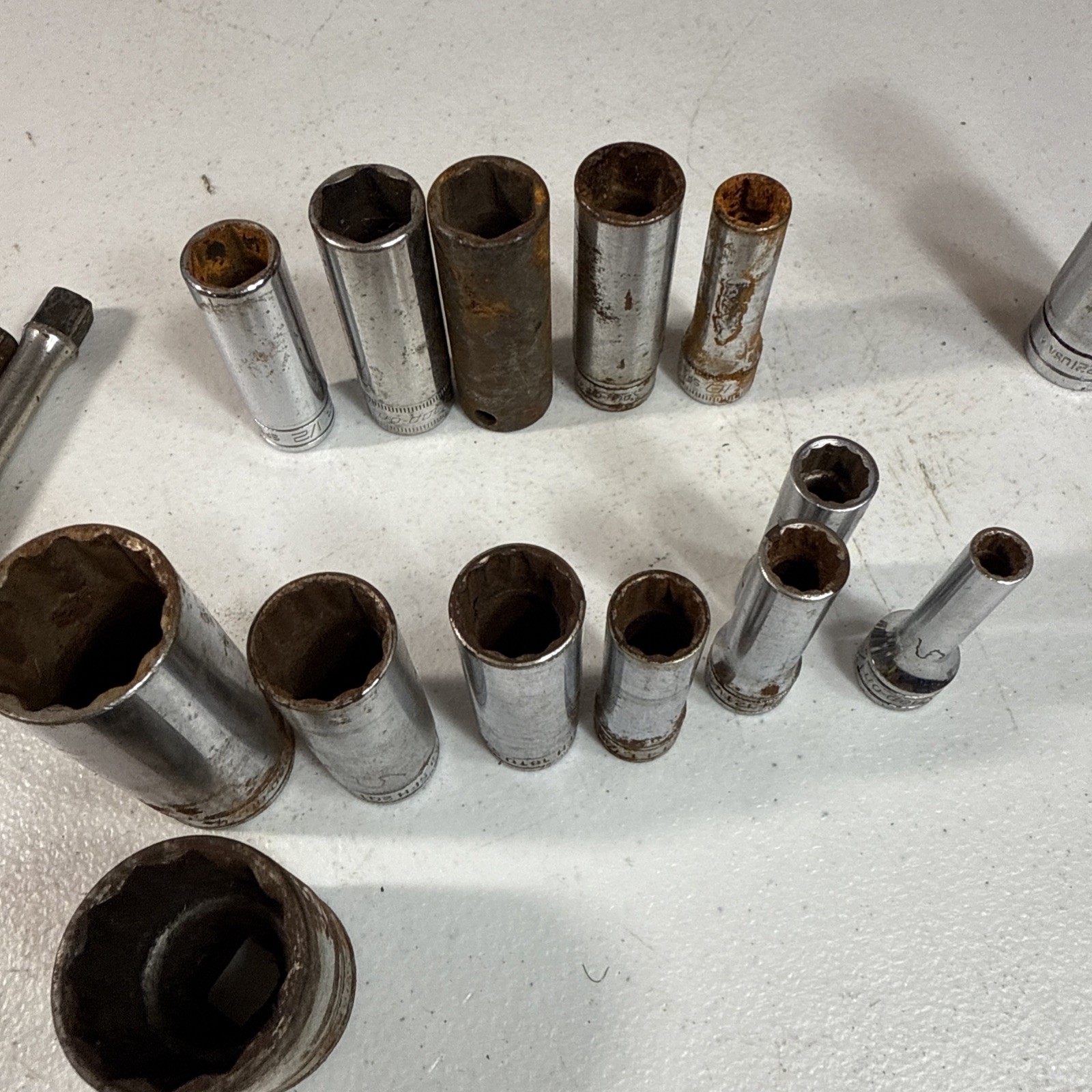 SNAP-ON Socket & Extension (Lot Of 17) 3/8″ Drive Deep SAE Sockets 6 & 12 Pt