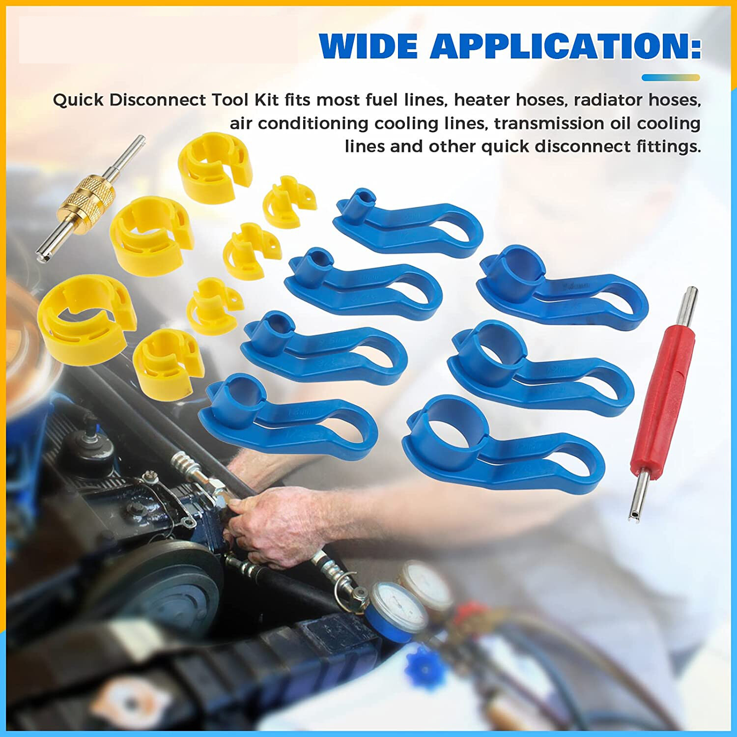 16PCS AC Disconnect Fuel Line Disconnect Tool Set Car Removal Tool Kit with Box