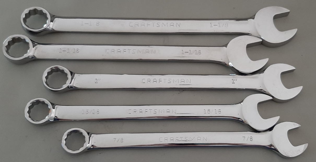 CRAFTSMAN COMBINATION LONG PATTERN POLISHED 12PT SAE WRENCH SET 7/8 to 1-1/8