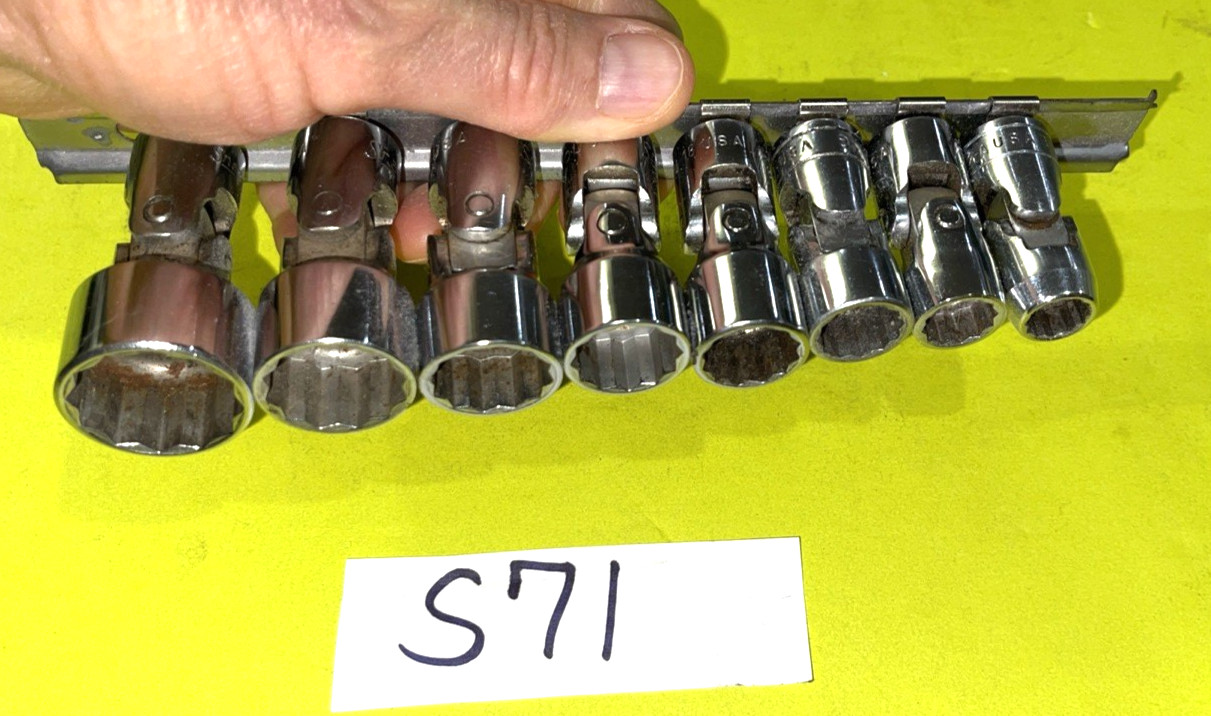 SNAP-ON TOOLS 8 PIECE 3/8 DRIVE SAE. SHALLOW SWIVEL SOCKET SET