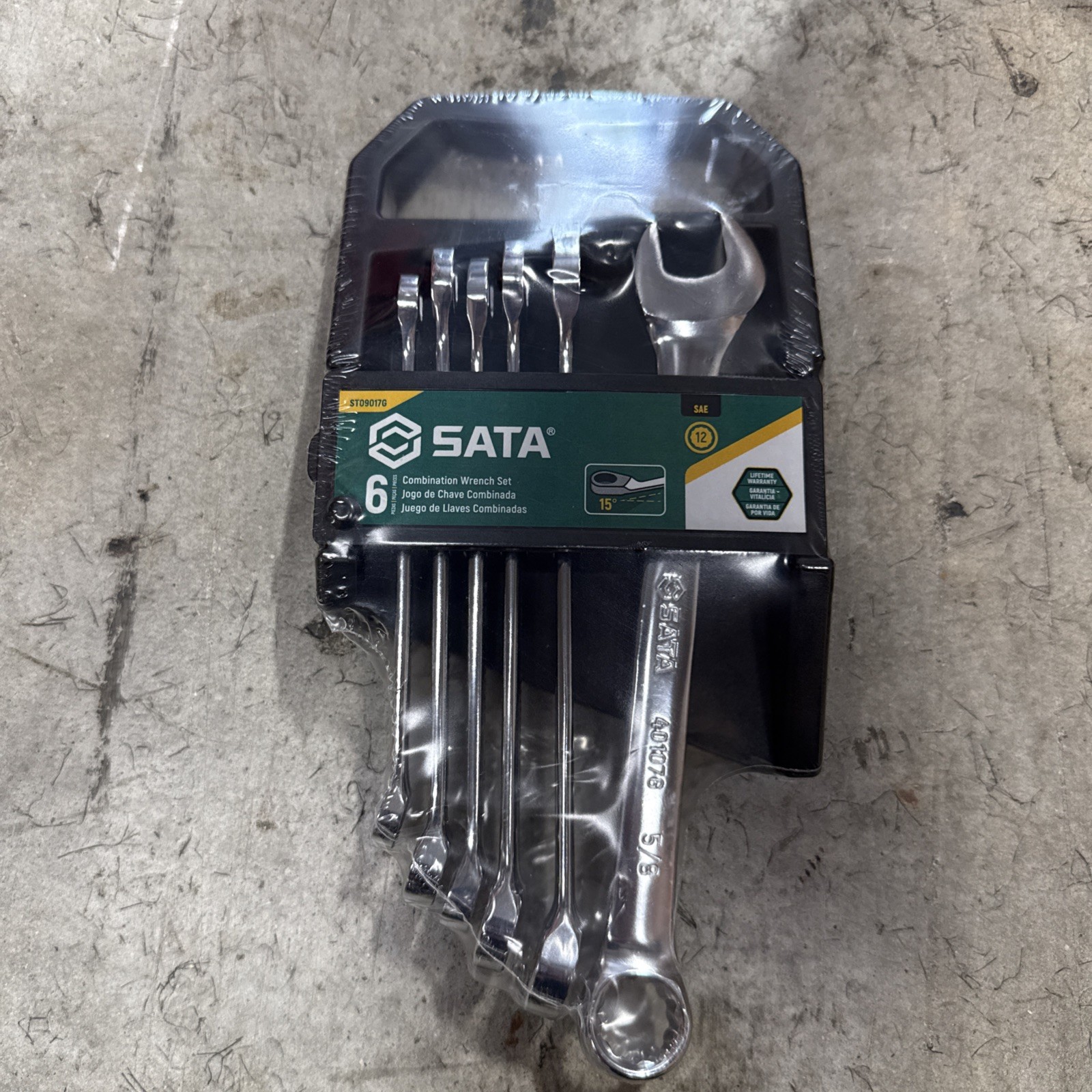 Sata St09017g sae 6 Piece Wrench Set 15 Degree Angle