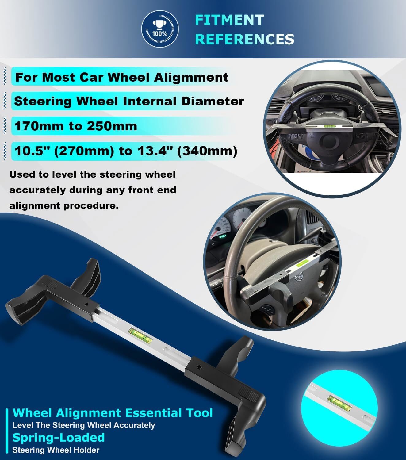 Steering Wheel Level Alignment Tool for Most Vehicle 170mm-250mm and 270mm-340mm