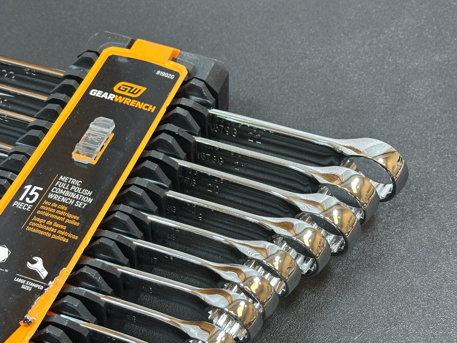 NEW GearWrench Tools 15pc Metric 8mm-22mm Full Polish NON RATCHETING Wrench Set