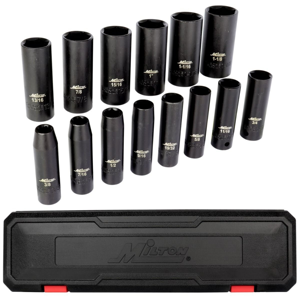 Milton® 14-Pc. 1/2” Drive Deep 3/8 to 1-1/8″ SAE Impact Socket Set