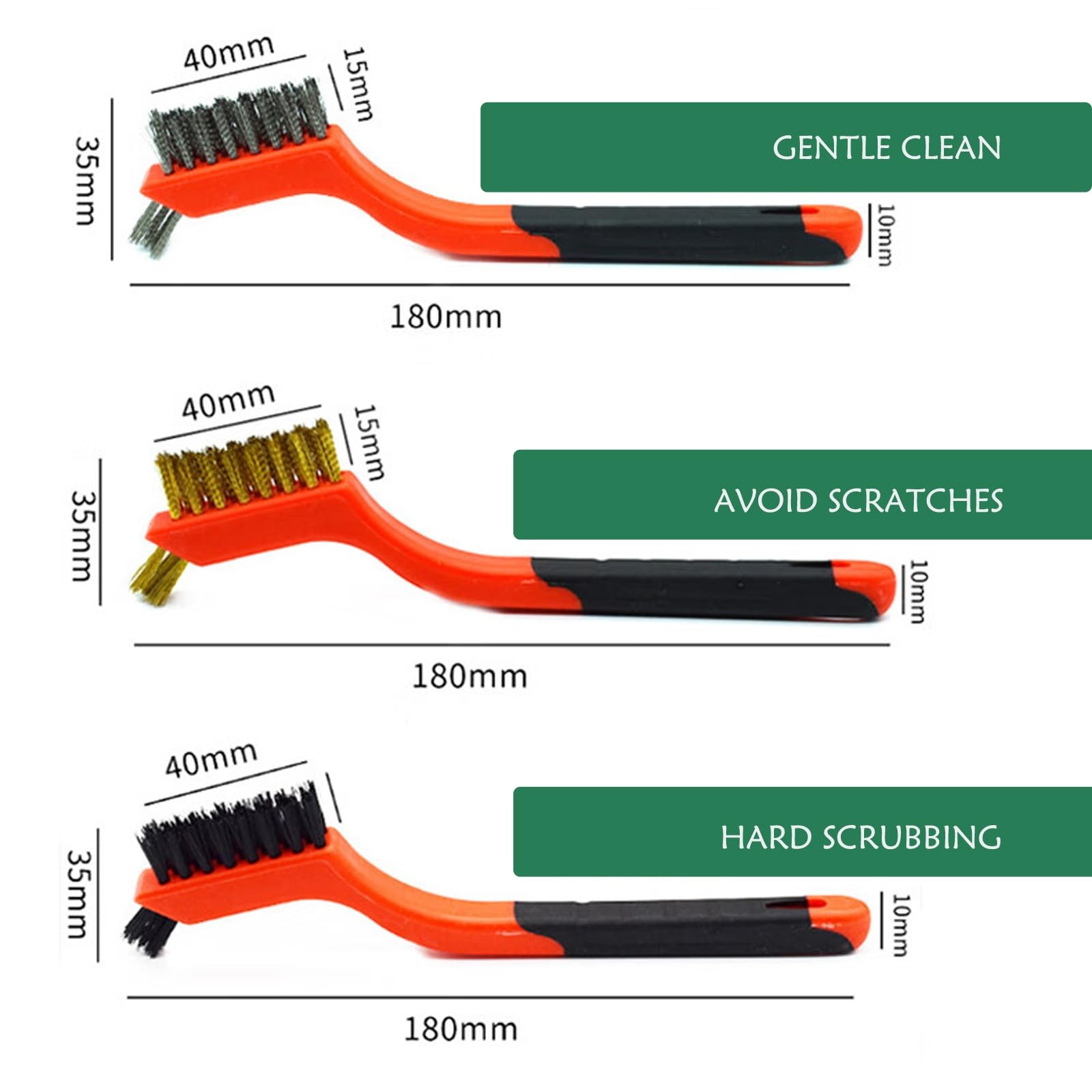 Wire Brush 9Pcs Metal Scrubber – Nylon/Brass/Stainless 9 PCS MULIT COLOR