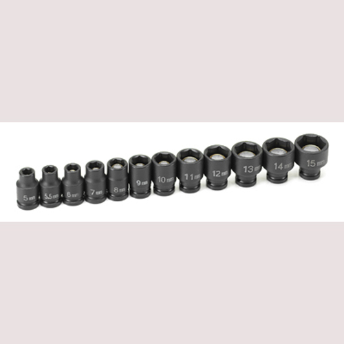 Grey Pneumatic 9712MG 1/4″ Drive 12 Pc. Metric Magnetic Impact Socket Set