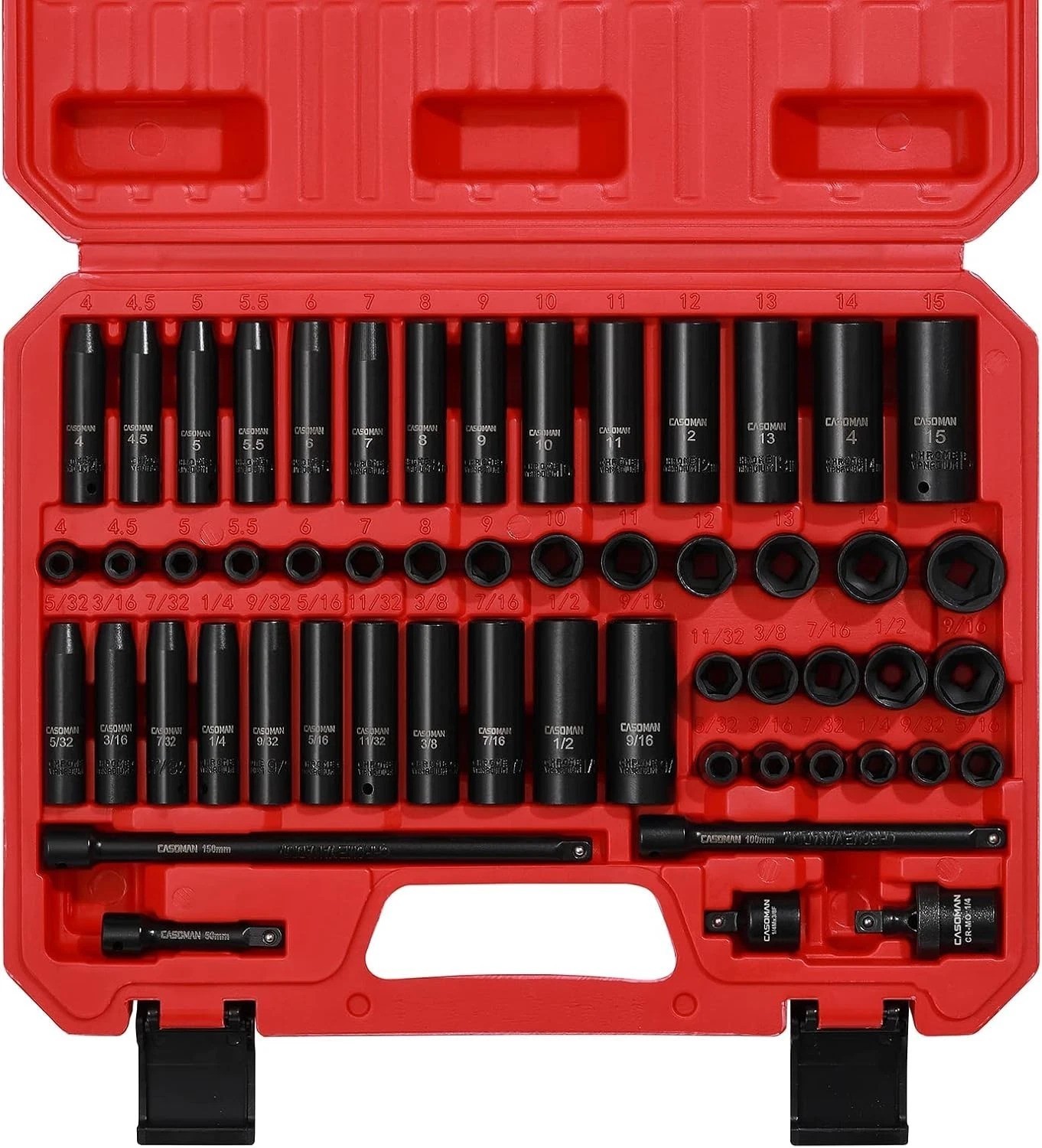 Multi-Size 55PCS Impact Socket Set – Deep & Shallow, Easy-to-Read Markings