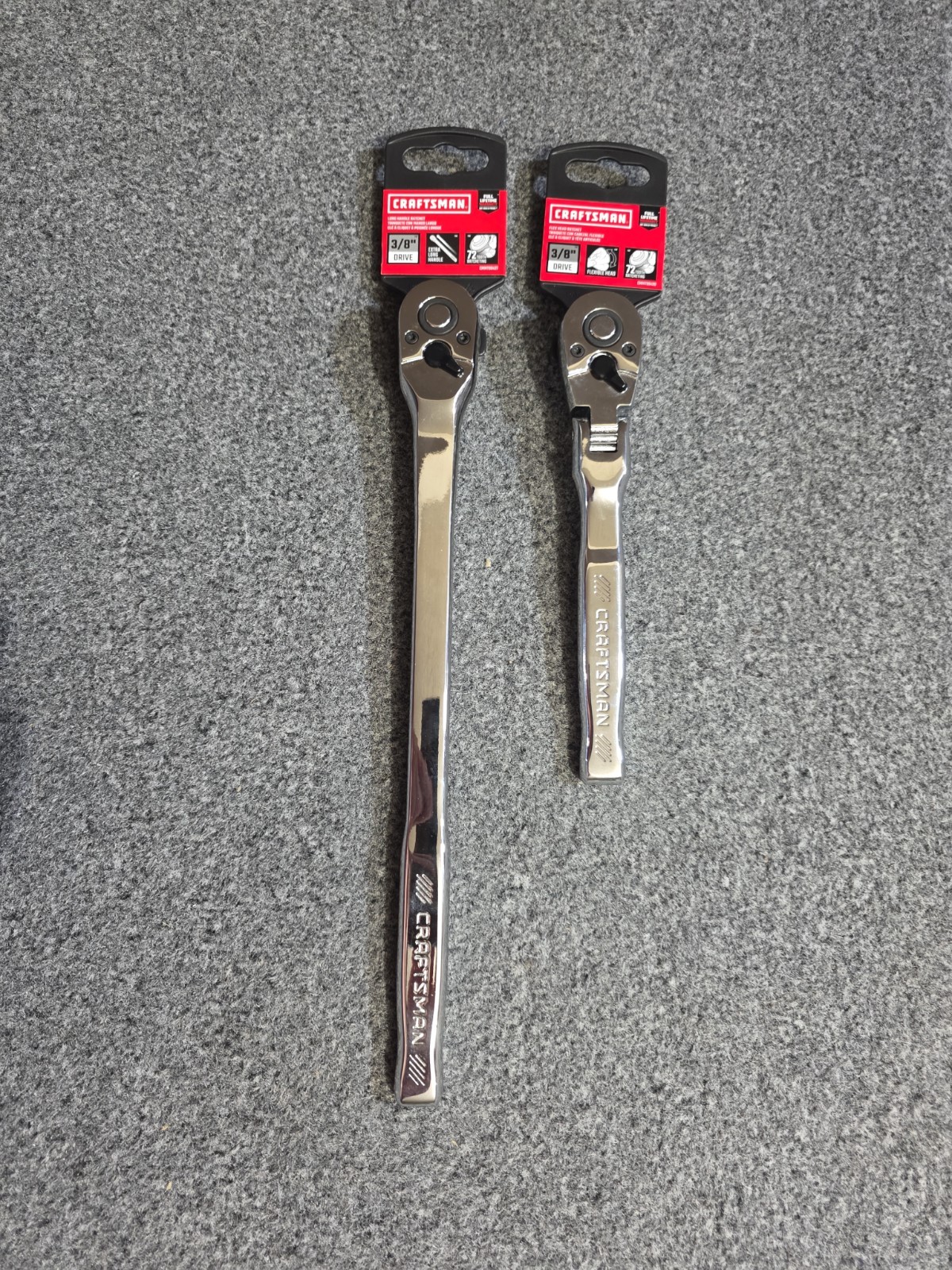 Craftsman 72 Tooth Ratchet Set 3/8″ Drive & 1 Flex Head Lot 2pc New