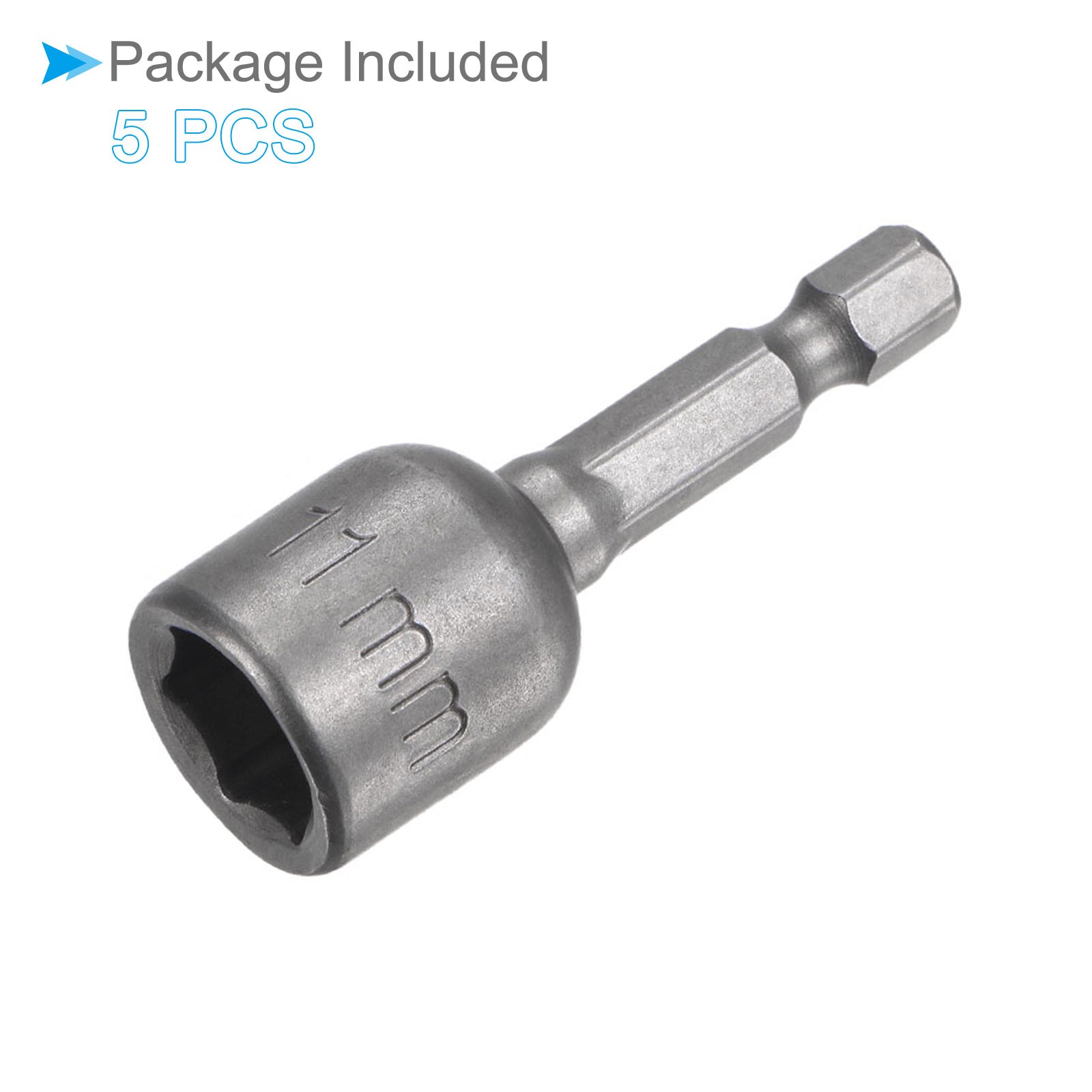 5pcs 1/4″ Hex Quick Change 11mm Magnetic Hollow Shaft Nut Setter 48mm