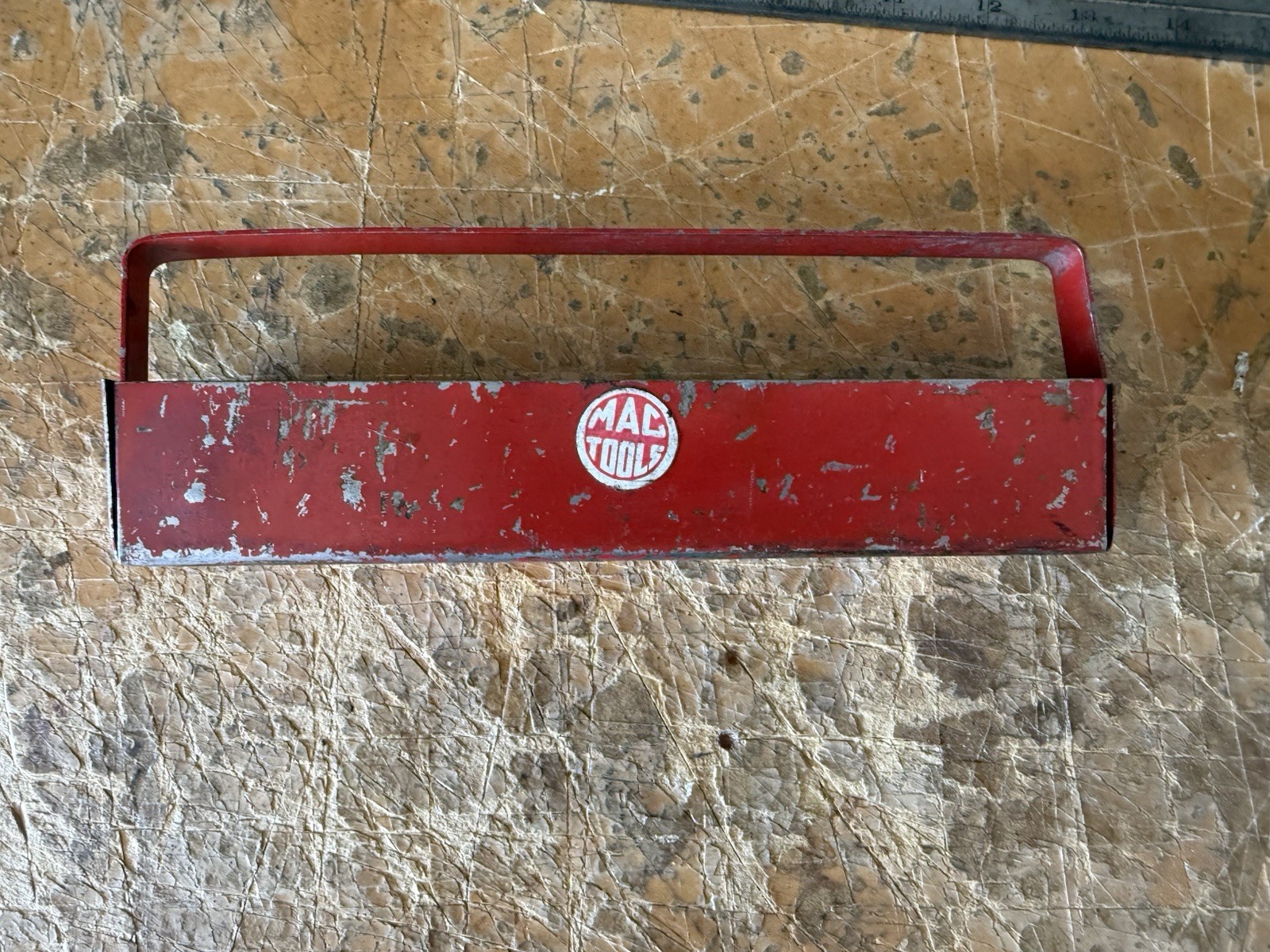 MAC Tools Red Metal Parts Tray Carry Tray Socket Holder Round Logo USA 9”