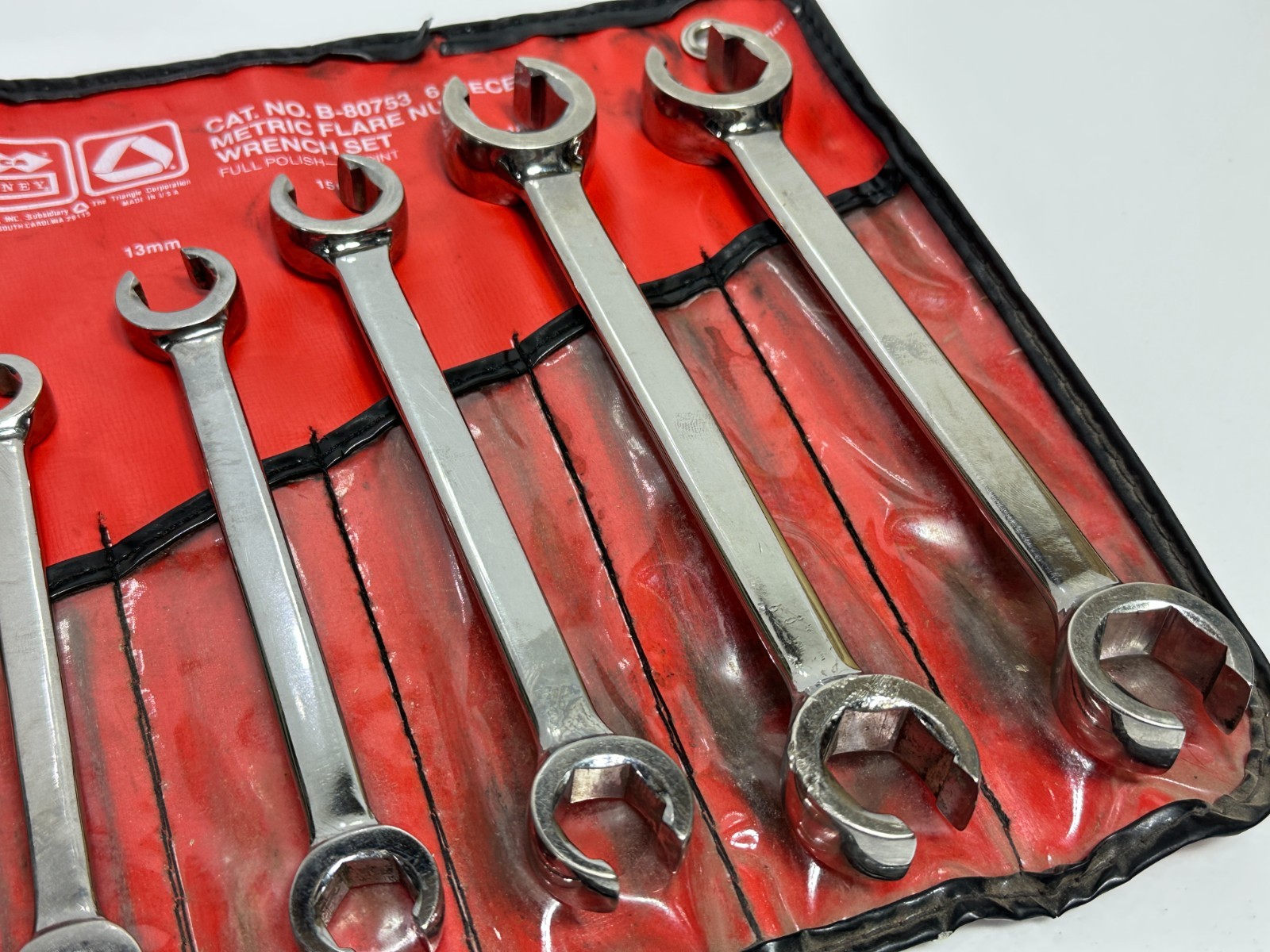 Bonney Tools USA 6pc Metric 9mm-21mm Flare Nut Line Wrench Set B-80753, Kit Bag