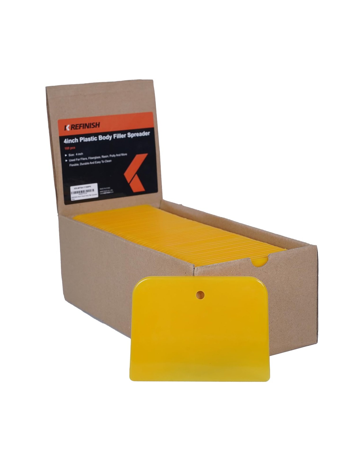 100-Pack Body Filler Spreaders 4 inch Yellow Reusable Plastic Automotive Tools