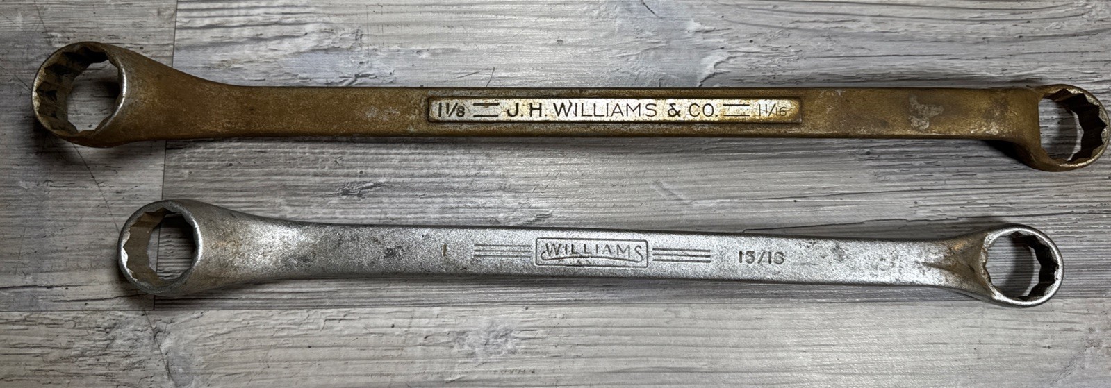 Pair (2) Williams Superrench 8735A 1 1/8″-1 1/16″ & 80330 15/16-1” Wrench USA