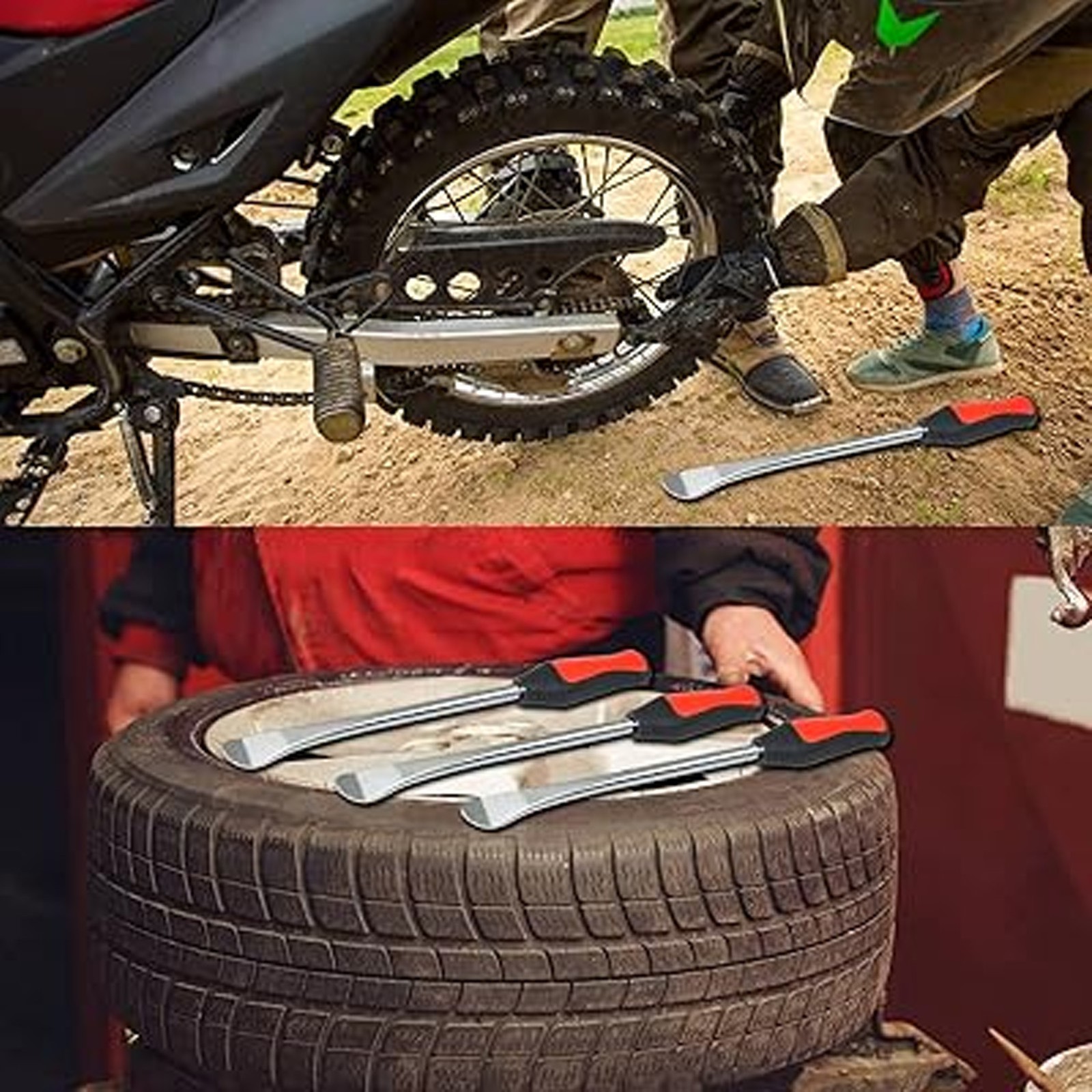 Car 2pcs Tire Spoons 11.81in 14.57in Carbon Steel Ergonomic Handle Motorcycle