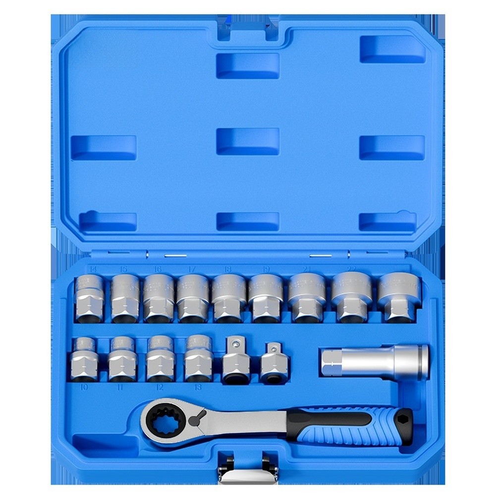 17 Piece 12 Point Ratchet Socket Kit Chrome Vanadium Steel for CR-V Models