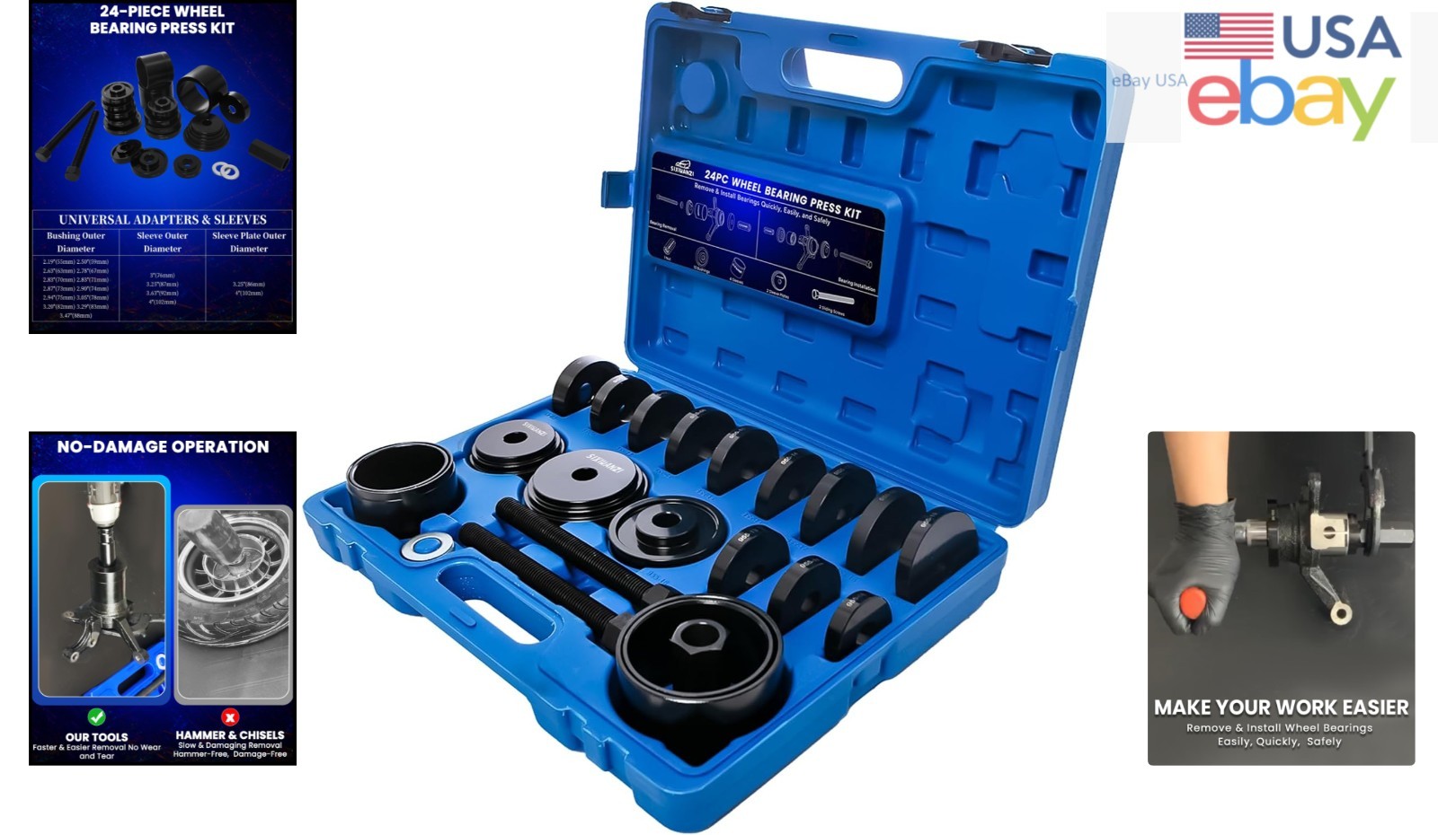 Universal 24-Piece Wheel Bearing Press Tool Set – Quality & Compact Case