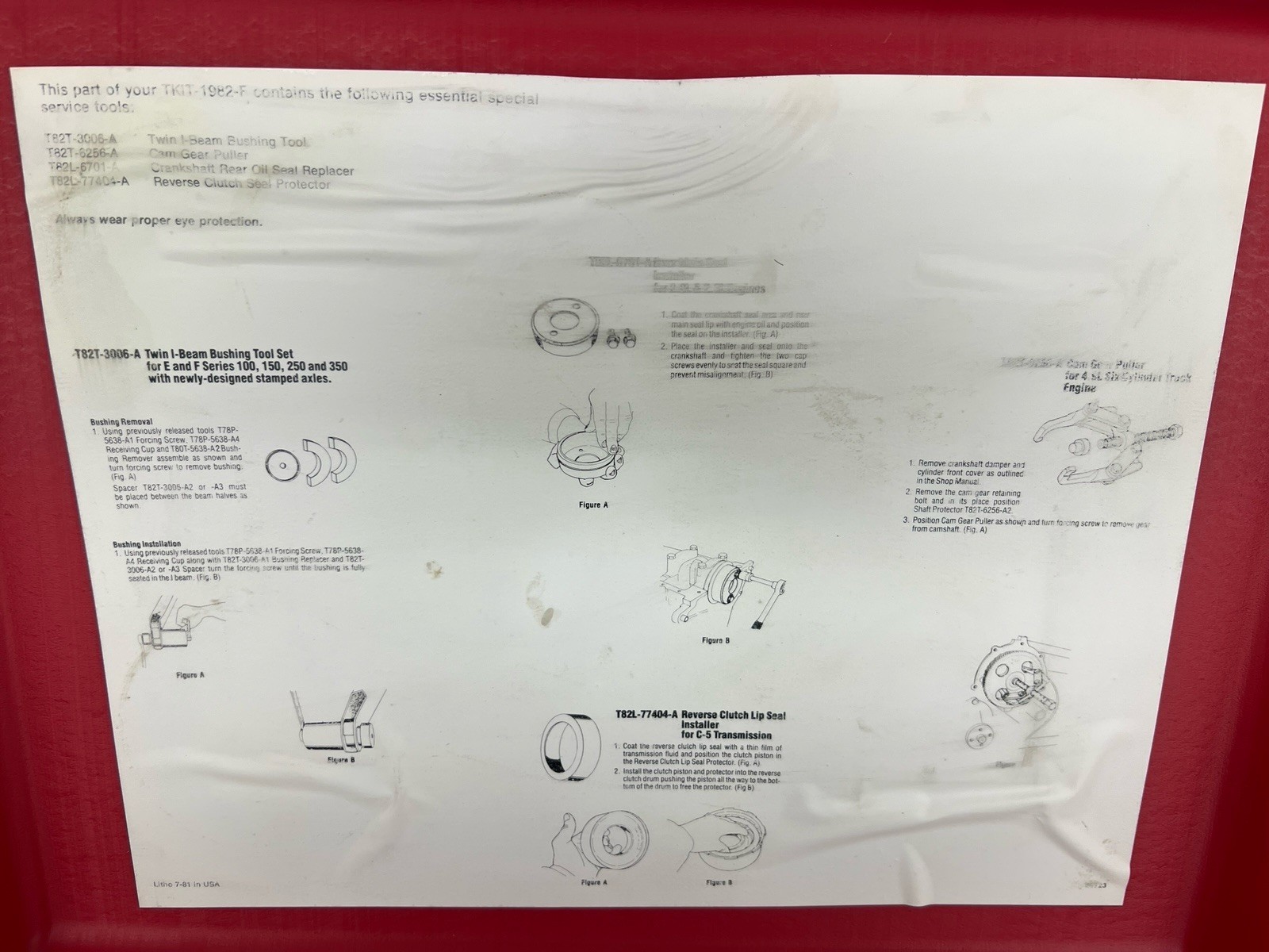 Ford Rotunda TKIT-1982-F Full Tool Kit T82T-3006-A, T82T-6256A, T82T-6701-A T82L