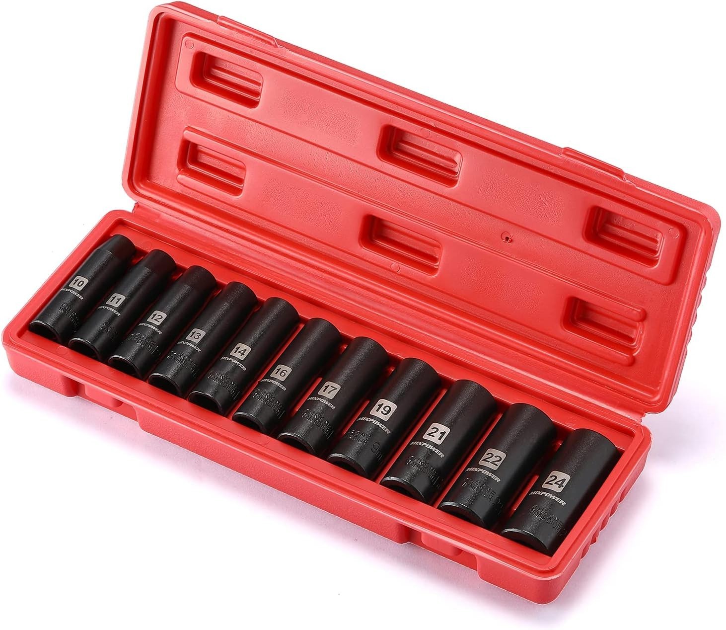 11-Piece 1/2-Inch Drive Deep Impact Socket Set, CR-V, Metric, 6 Point, Deep, …