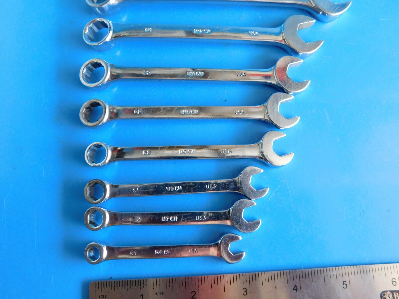 USED, MAC SHORT COMBO WRENCHS «6,7,8,9,10,11,12,14,15,16,17,18,19MM» LOT OF 13