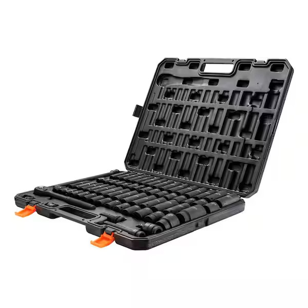 1/2 In. Drive Impact Socket Set,65 Piece Socket Set SAE 3/8 In. to 1-1/4 In.