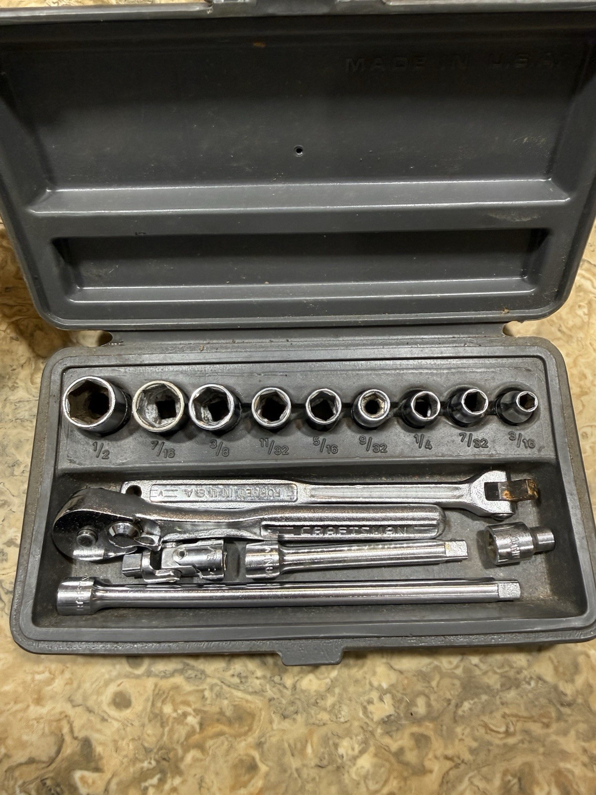 Vintage Craftsman 1/4″ Drive SAE Socket Set Made in USA 1 Socket S-K see Photos