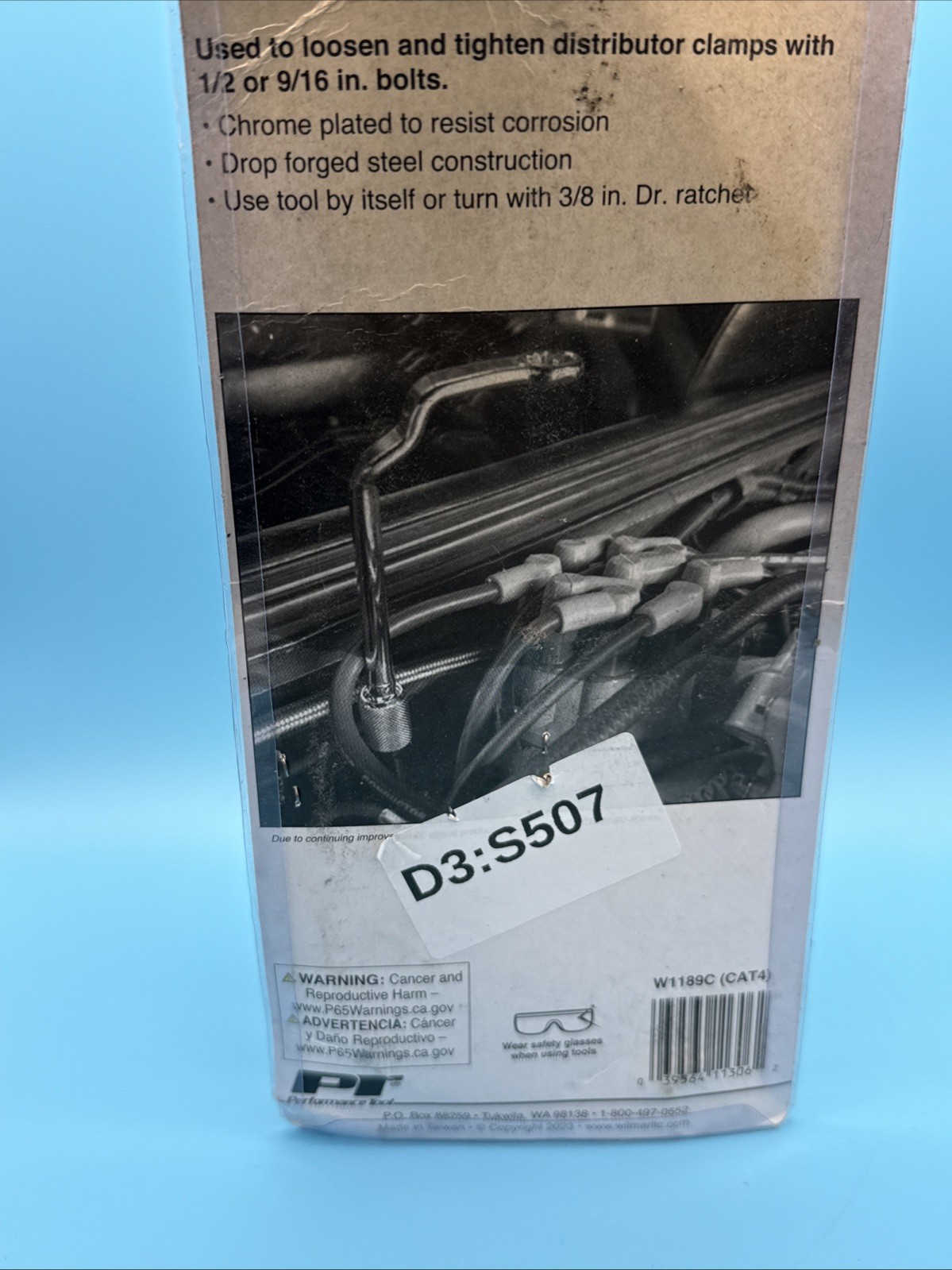 Performance Tool W1189C Offset Distributor Clamp Wrench 1/2 9/16 3/8 Drive