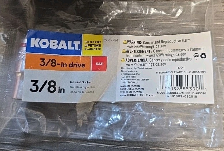 NIP Kobalt 3/8 Inch Drive 6 Point 3/8 SAE Sockets Red Band