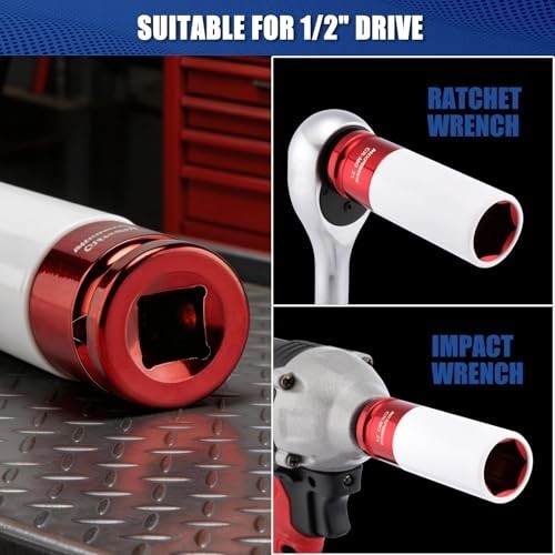 1/2″ Drive Thin Wall Deep Impact Socket Set – 4pcs Lug Nut Protector, 6 Point, M